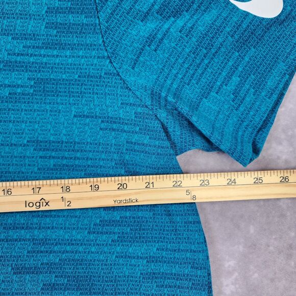 Nike Shirt Mens 2XL Blue Dri Fit Print All Over Stretch Athletic Stretch Crew - Picture 5 of 8